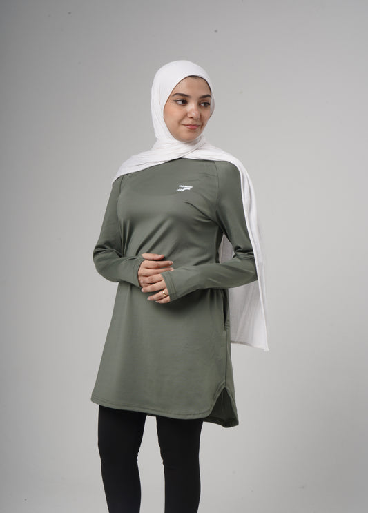 Essential training top -Olive